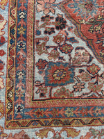 8'8 x 11'10 Antique 19th Century Mahal worn rug #1922ML / 9x12 Vintage rug - Blue Parakeet Rugs