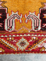 2'10 x 10'9 Antique Turkish Oushak in saffron runner #2071 / 3x11 Vintage Runner - Blue Parakeet Rugs