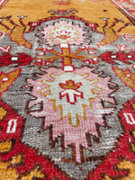 2'10 x 10'9 Antique Turkish Oushak in saffron runner #2071 / 3x11 Vintage Runner - Blue Parakeet Rugs