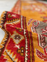 2'10 x 10'9 Antique Turkish Oushak in saffron runner #2071 / 3x11 Vintage Runner - Blue Parakeet Rugs