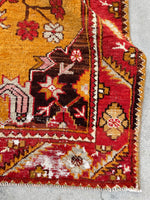 2'10 x 10'9 Antique Turkish Oushak in saffron runner #2071 / 3x11 Vintage Runner - Blue Parakeet Rugs