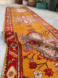 2'10 x 10'9 Antique Turkish Oushak in saffron runner #2071 / 3x11 Vintage Runner - Blue Parakeet Rugs