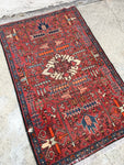 3' x 4'10 Vintage Persian Heriz - Blue Parakeet Rugs
