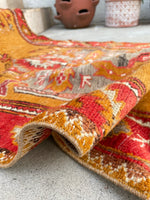 2'10 x 10'9 Antique Turkish Oushak in saffron runner #2071 / 3x11 Vintage Runner - Blue Parakeet Rugs