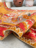2'10 x 10'9 Antique Turkish Oushak in saffron runner #2071 / 3x11 Vintage Runner - Blue Parakeet Rugs