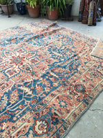 8'7 x 11'2 Persian Tabriz Rug (#1220) / Large vintage rug - Blue Parakeet Rugs