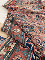 4'8 x 7'6 Battered & Bruised Kurdish rug #1926C / 5x8 Vintage rug - Blue Parakeet Rugs
