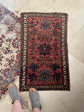 1'10 x 3'2 Antique Persian Malayer scatter rug #2551 - Blue Parakeet Rugs