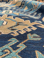 7'10 x 9'7 Antique Flat-weave Soumak rug #2072 - Blue Parakeet Rugs