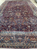 9'10 x 17' Antique 19th Century plum ground oversize wool rug #1927 / 10x17 Vintage rug - Blue Parakeet Rugs