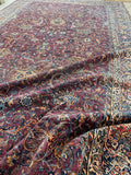 9'10 x 17' Antique 19th Century plum ground oversize wool rug #1927 / 10x17 Vintage rug - Blue Parakeet Rugs