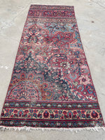 2'6 x 6'5 Antique Mashhad Runner #2411 / Skinny vintage runner - Blue Parakeet Rugs