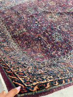 9'10 x 17' Antique 19th Century plum ground oversize wool rug #1927 / 10x17 Vintage rug - Blue Parakeet Rugs