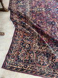 9'10 x 17' Antique 19th Century plum ground oversize wool rug #1927 / 10x17 Vintage rug - Blue Parakeet Rugs