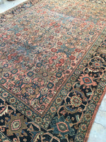 8'3 x 11'9 antique Persian coral Mahal rug - Blue Parakeet Rugs