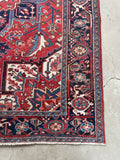 5'10 x 8'4 Antique Persian Heriz rug #2607 / 6x8 Persian Vintage rug - Blue Parakeet Rugs