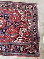 5'10 x 8'4 Antique Persian Heriz rug #2607 / 6x8 Persian Vintage rug - Blue Parakeet Rugs
