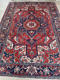 5'10 x 8'4 Antique Persian Heriz rug #2607 / 6x8 Persian Vintage rug - Blue Parakeet Rugs