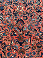 10’9 x 14’3 Antique Persian Coral Lilihan rug #2552 - Blue Parakeet Rugs