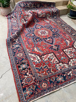 5'10 x 8'4 Antique Persian Heriz rug #2607 / 6x8 Persian Vintage rug - Blue Parakeet Rugs