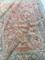 6' x 8'2 vintage Persian Heriz - Blue Parakeet Rugs