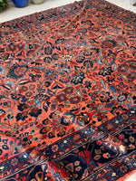 10’9 x 14’3 Antique Persian Coral Lilihan rug #2552 - Blue Parakeet Rugs