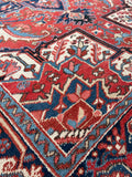 5'10 x 8'4 Antique Persian Heriz rug #2607 / 6x8 Persian Vintage rug - Blue Parakeet Rugs