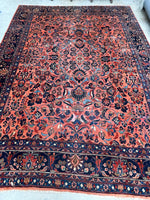 10’9 x 14’3 Antique Persian Coral Lilihan rug #2552 - Blue Parakeet Rugs