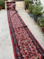 2'7 x 20' Skinny and long Lilihan runner #2074 / 3x20 Vintage Runner - Blue Parakeet Rugs