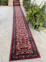 2'7 x 20' Skinny and long Lilihan runner #2074 / 3x20 Vintage Runner - Blue Parakeet Rugs