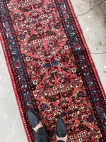 2'7 x 20' Skinny and long Lilihan runner #2074 / 3x20 Vintage Runner - Blue Parakeet Rugs