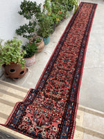 2'7 x 20' Skinny and long Lilihan runner #2074 / 3x20 Vintage Runner - Blue Parakeet Rugs