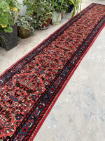 2'7 x 20' Skinny and long Lilihan runner #2074 / 3x20 Vintage Runner - Blue Parakeet Rugs