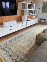10'4 x 13'4 Antique muted Mashhad rug #2150 / 10x13 Vintage Rug - Blue Parakeet Rugs