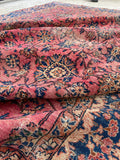 7'1 x 9'6 Dusty Rose Persian Mahal rug #2075 / 7x10 Vintage Rug - Blue Parakeet Rugs