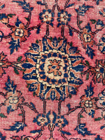 7'1 x 9'6 Dusty Rose Persian Mahal rug #2075 / 7x10 Vintage Rug - Blue Parakeet Rugs