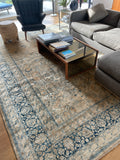 10'4 x 13'4 Antique muted Mashhad rug #2150 / 10x13 Vintage Rug - Blue Parakeet Rugs