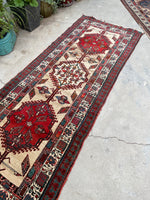 3'1 x 8' Antique camel runner #2076 / 3x8 Vintage Runner - Blue Parakeet Rugs