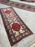 3'1 x 8' Antique camel runner #2076 / 3x8 Vintage Runner - Blue Parakeet Rugs