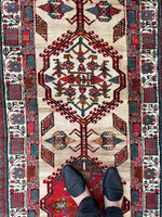 3'1 x 8' Antique camel runner #2076 / 3x8 Vintage Runner - Blue Parakeet Rugs