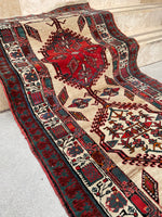3'1 x 8' Antique camel runner #2076 / 3x8 Vintage Runner - Blue Parakeet Rugs