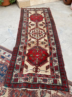 3'1 x 8' Antique camel runner #2076 / 3x8 Vintage Runner - Blue Parakeet Rugs