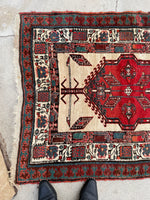 3'1 x 8' Antique camel runner #2076 / 3x8 Vintage Runner - Blue Parakeet Rugs