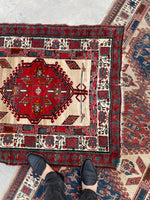 3'1 x 8' Antique camel runner #2076 / 3x8 Vintage Runner - Blue Parakeet Rugs