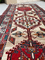 3'1 x 8' Antique camel runner #2076 / 3x8 Vintage Runner - Blue Parakeet Rugs
