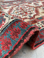 3'1 x 8' Antique camel runner #2076 / 3x8 Vintage Runner - Blue Parakeet Rugs