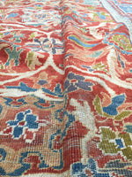 9'2 x 11'10 Antique 19th Century Persian Sultanabad Mahal - Blue Parakeet Rugs