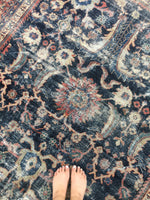 7' x 8'5 love worn antique Persian Mahal Rug - Blue Parakeet Rugs