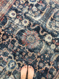 7' x 8'5 love worn antique Persian Mahal Rug - Blue Parakeet Rugs