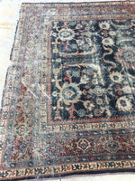 7' x 8'5 love worn antique Persian Mahal Rug - Blue Parakeet Rugs